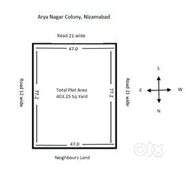 403 SqYard East, West & South Facing Plot in Layout Colony, ARYANAGAR,