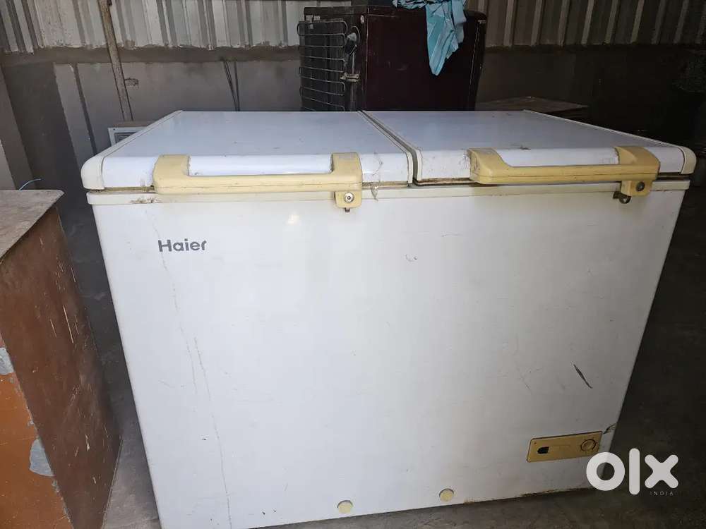 Haier double-door chest freezer.
