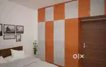 फलेट ओफिस शोरूम में फर्नीचर कलर्स पीओपी ऐंड ओल वकॅ समाधान