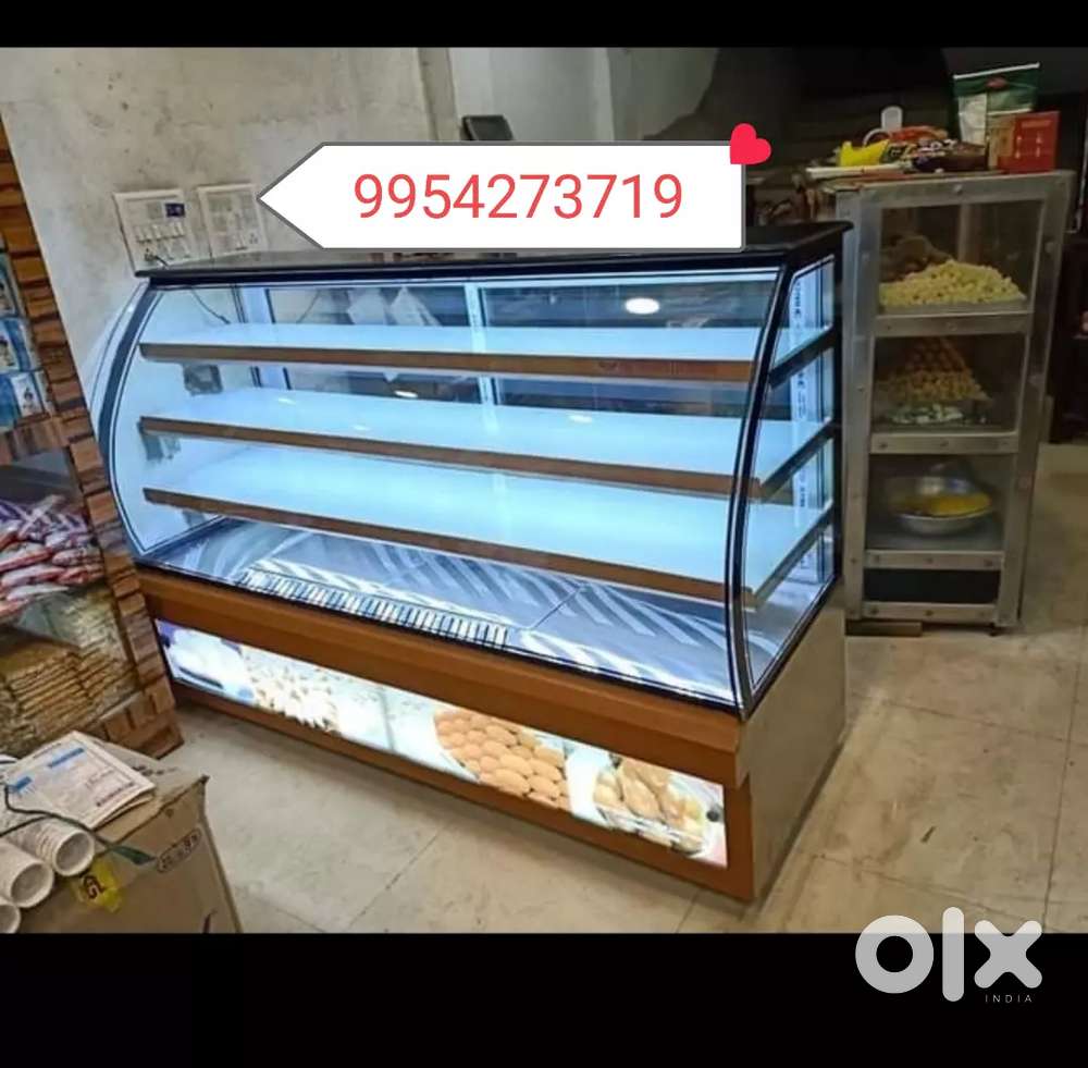 SS Cake, pastry, bakery display counter, ac, none ac, hot and