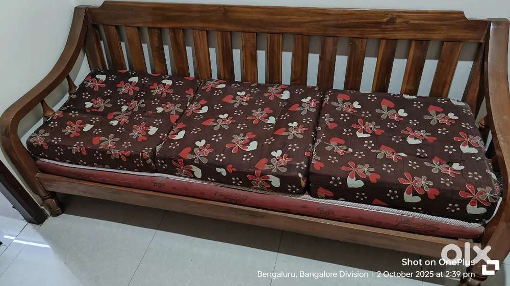 3 seater wooden sofa