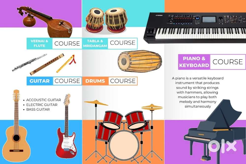 Music classes For Drums, Mirudangam, Flute,Tabla And Dholak