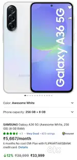 Samsung Galaxy A36 5G with charger