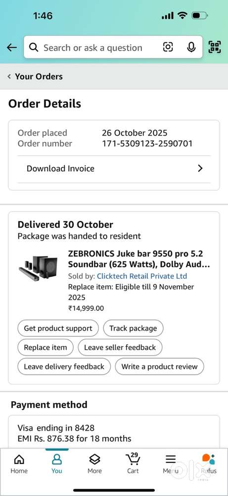 Zebronics sound bar brand new