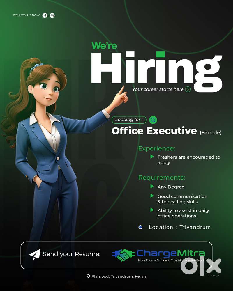 We’re Hiring – Office Executive (Female)  Freshers Can Apply