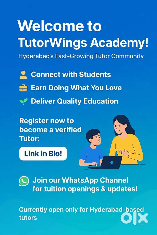 Wanted Part-Time Home / Online Tutors   TutorWings Academy Hyderabad