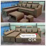 Nagpur Furniture Zone, Corner Sofa Cum Bed With Headrolic Storage