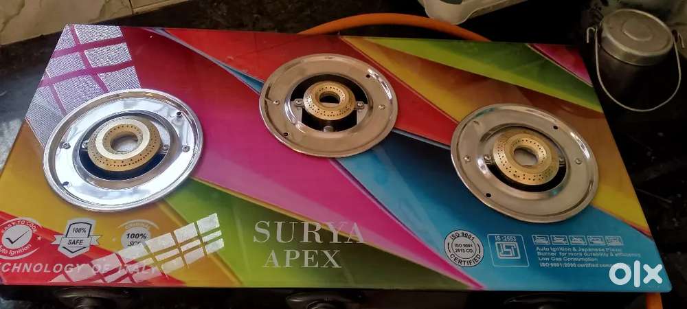Surya automatic 3burnur gas chulha new