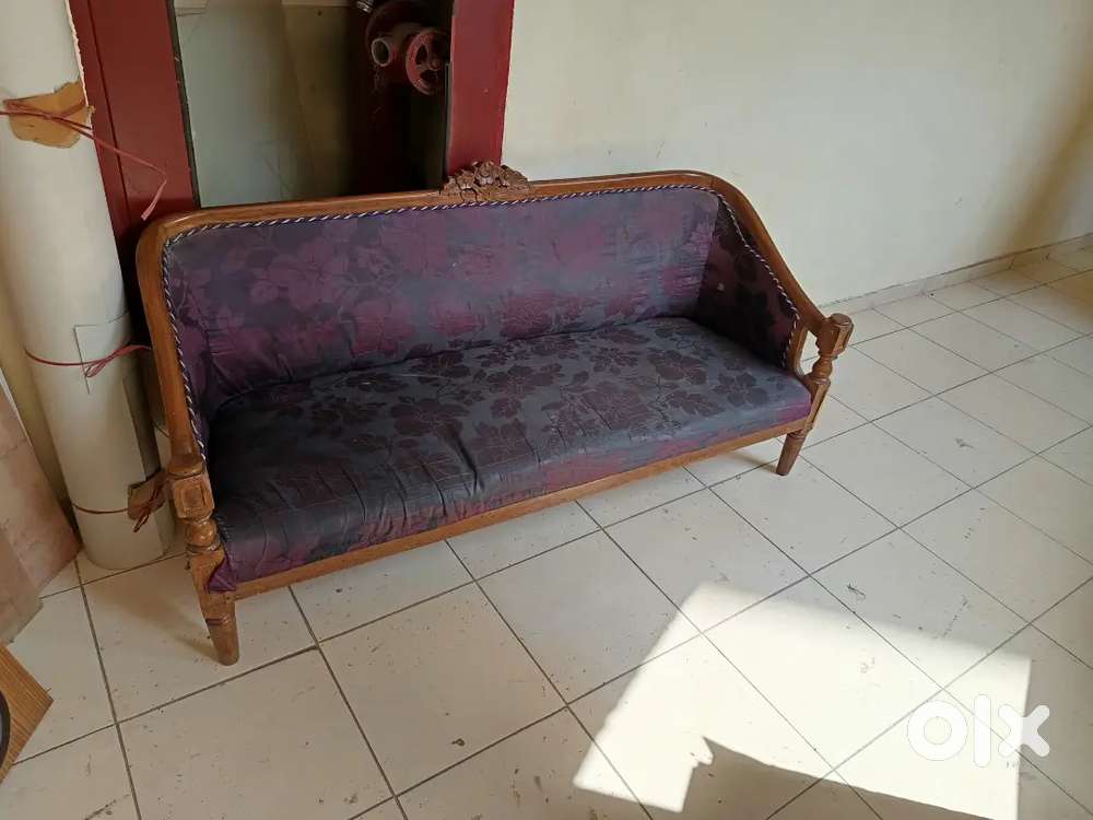 Single wooden long sofa
