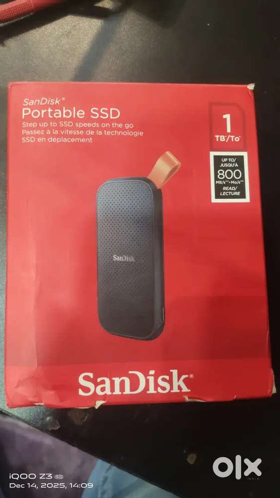 Sandisk 1TB Portable SSD, 800MB/s R, USB 3.2 Gen 2, Rugged SSD