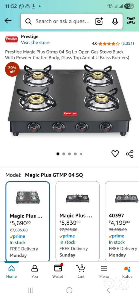 Prestige 4 Burner Gas Stove – Excellent Condition, Heavy Duty