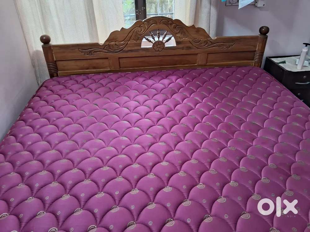 Teak wood 6.25*6 Cot with mattress