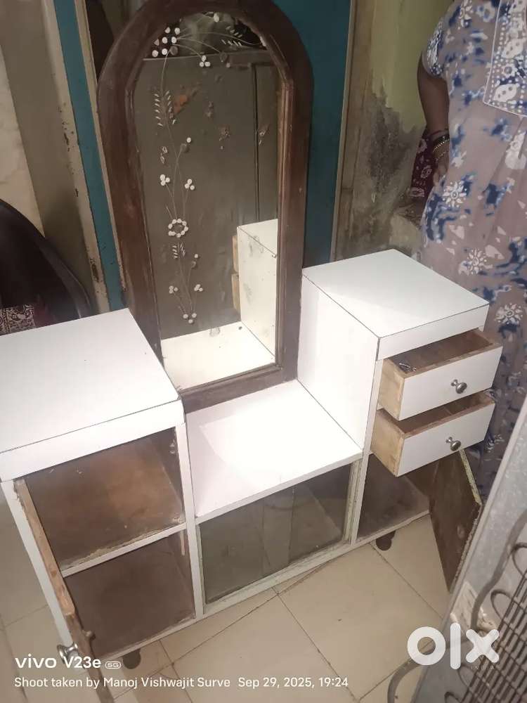 Dressing table and novle sewing machine table and godrej metal wardrob