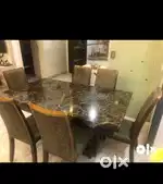 SIX CHAIR GRANITE DINING TABLE