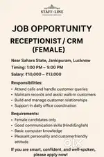 Receptionist / CRM (Female)