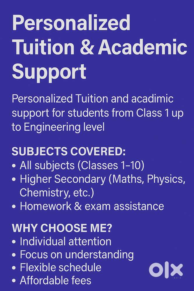 Personalized Tuition from class 5 to Engineering!