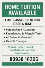 Home Tution for class 1 to 10th both cbse and icse