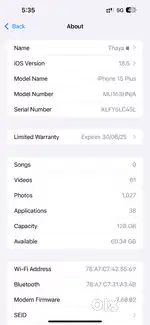 iPhone 15 plus 128gb