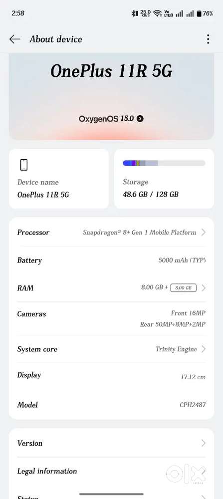 One plus 11 R 8 128 100 wait fast charger