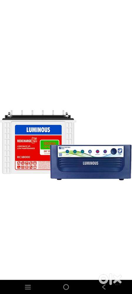 Luminous inverter and battery 150Ah 1.5 year old. It is with warranty