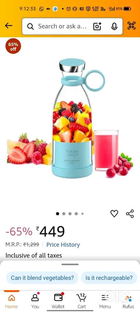 Milk shek, banana shek all shek mini juice mixer diwali offers