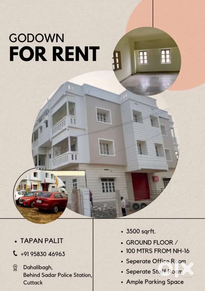 Commercial space available for rent. Spacious Godown  best for C&F