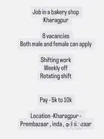 Job in a bakery shop  Kharagpur