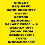 Bank security gaurd Job Mohali