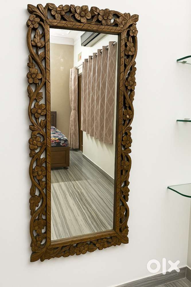 Hand-Carved Wooden Full-Length Mirror