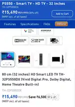 Panasonic 32 Inch smart LED TV
