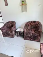 Seven seater sofa and glass, Center table