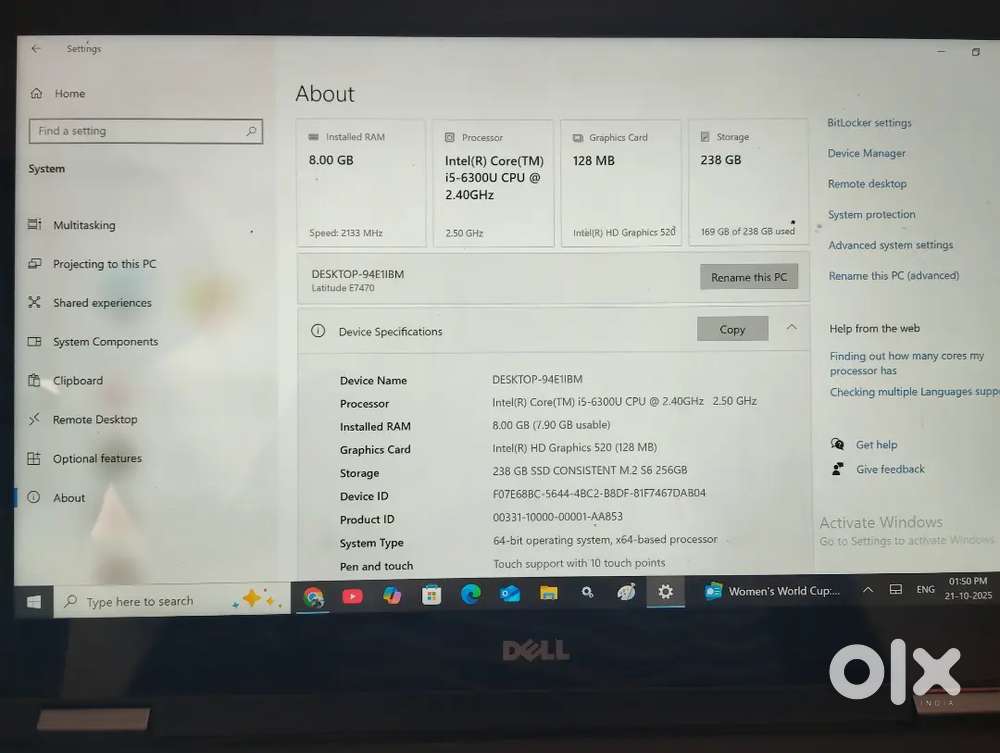 Dell laptop touchscreen display