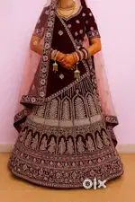 Designer Bridal Velvet Maroon Lehenga with Heavy Embroidery