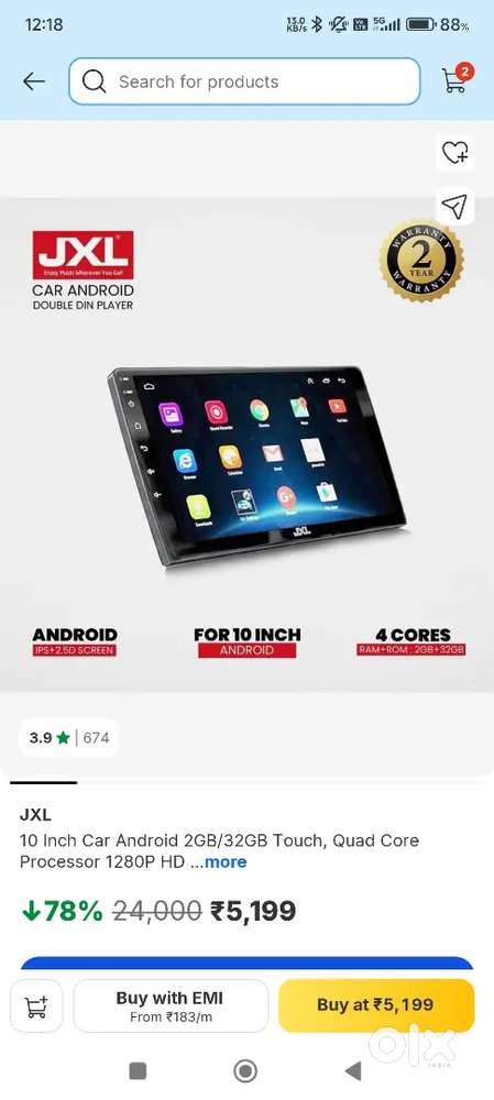 Jxl 10 inch android player in used  brand new