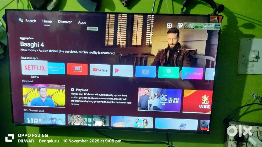 Tv TCL 43 inch with 60 W sound bar Brand Zebronics and stabilizer