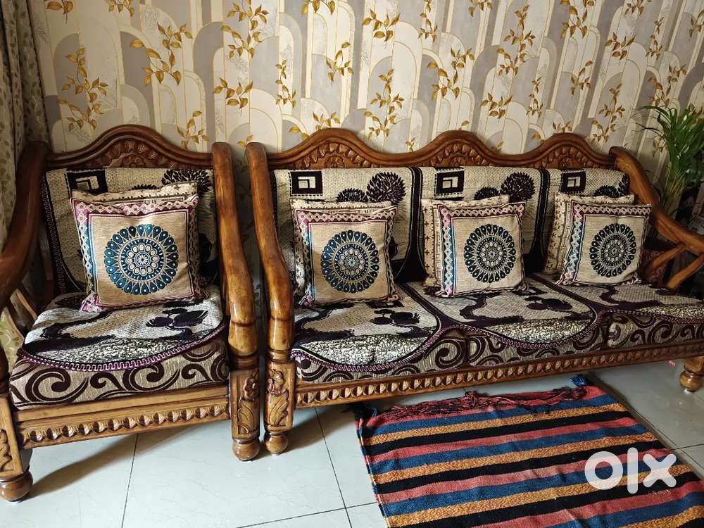 Wooden   100% pure sagwan Sofa 3+2 with good quality foam ,(gadda)