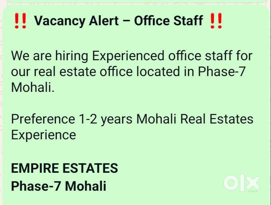 NEED MALE & FEMALES FOR REAL ESTATES OFFICE