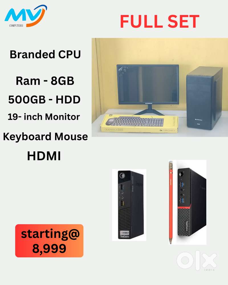 Full Set  CPU - new Process Branded  Ram - 8GB  Hard disk = 500GB