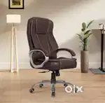High-back leatherette executive chair with metal base.