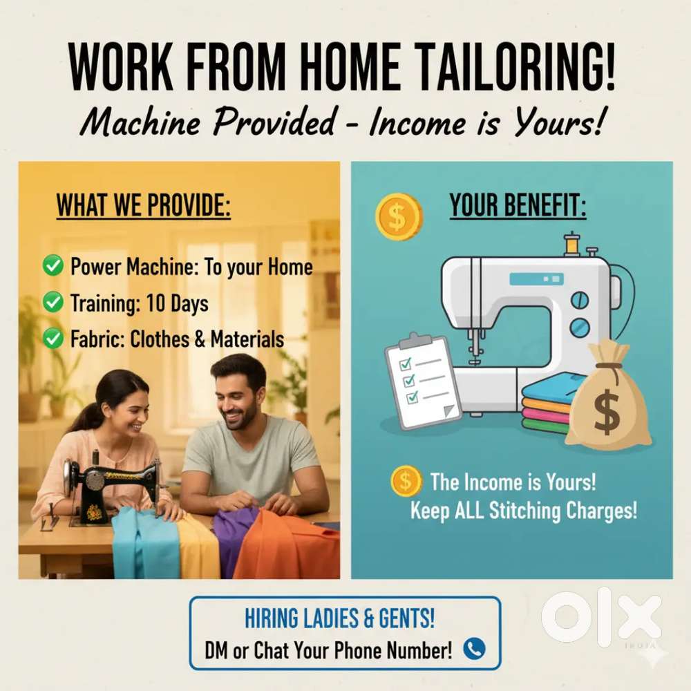 Work from home tailoring job-power machine & fabric provided