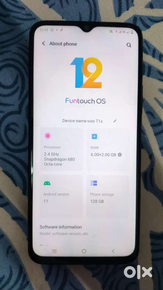 Vivo T1x RAM 6GB,ROM 128GB