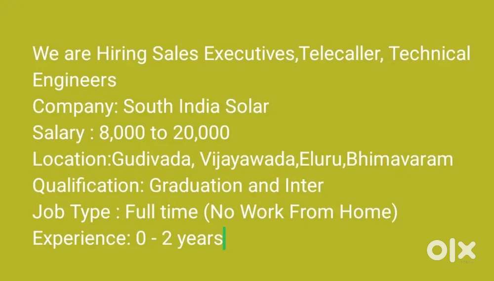 We are Hiring Technical Engineers, Sales Executives and Telecallers