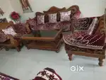 Saguan wood made sofa set with dining table rectangular shape.