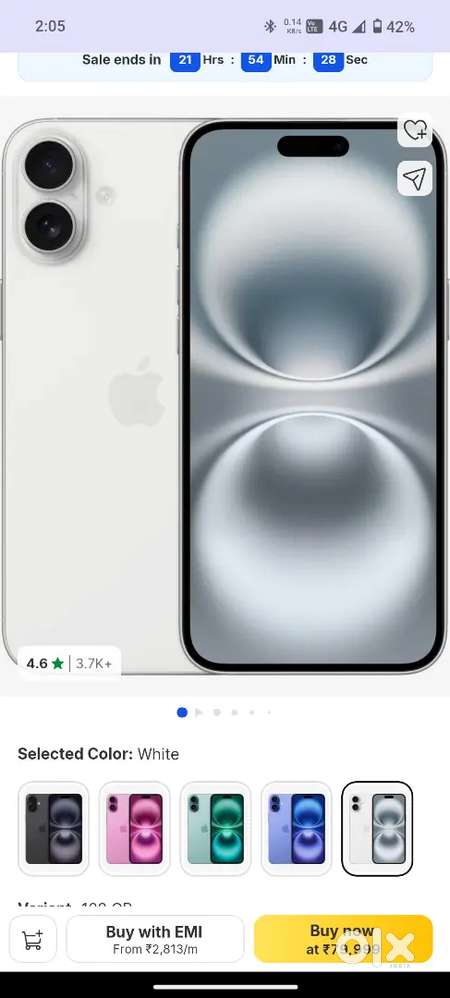 I phone 16plus white