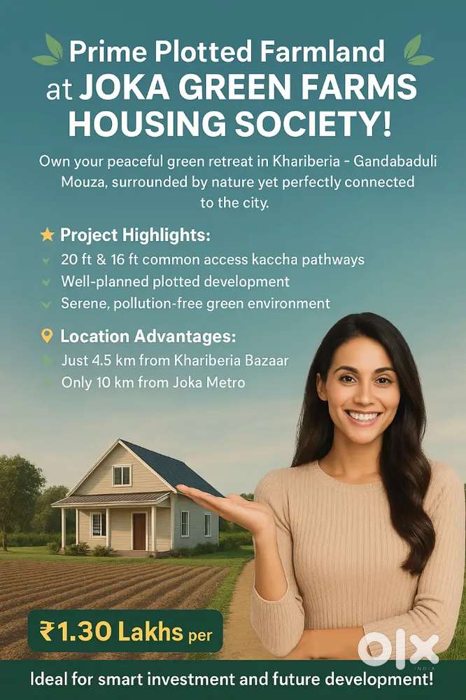 Plotted Farmland available for sale near Joka Swaminarayan Temple