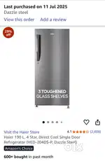Brand new Haier 190L refrigerator 4 starRs 1313