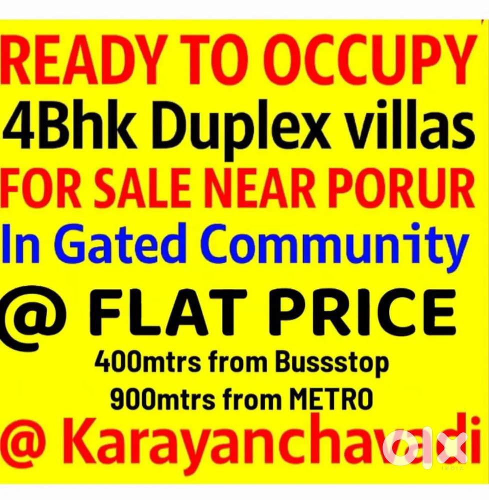 4Bhk individual house sale Near Porur in  Gated community