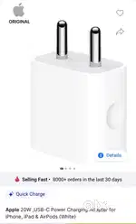 Apple 20w, usb-c fast charging adapter