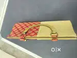 Fabindia Red&Beige Clutch Purse