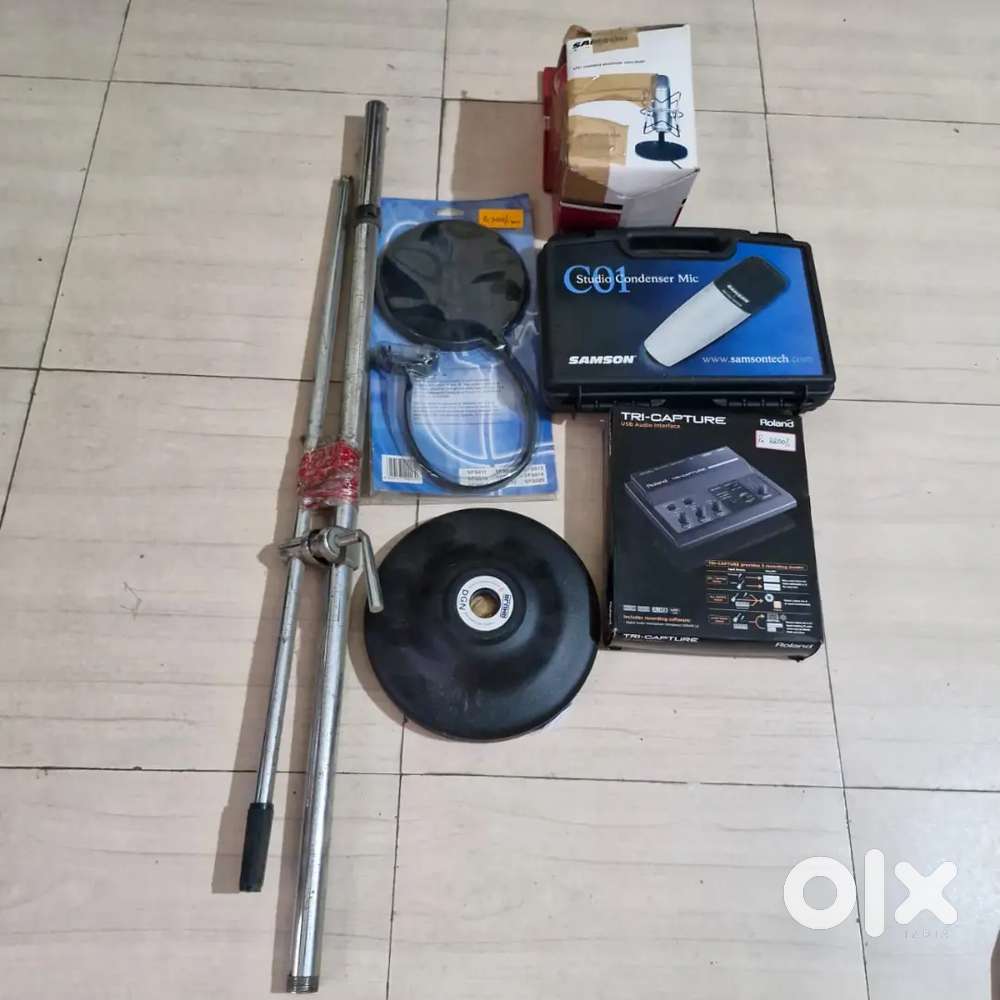 Condenser Mic, Audio interface, condenser Mic shock mount & stand